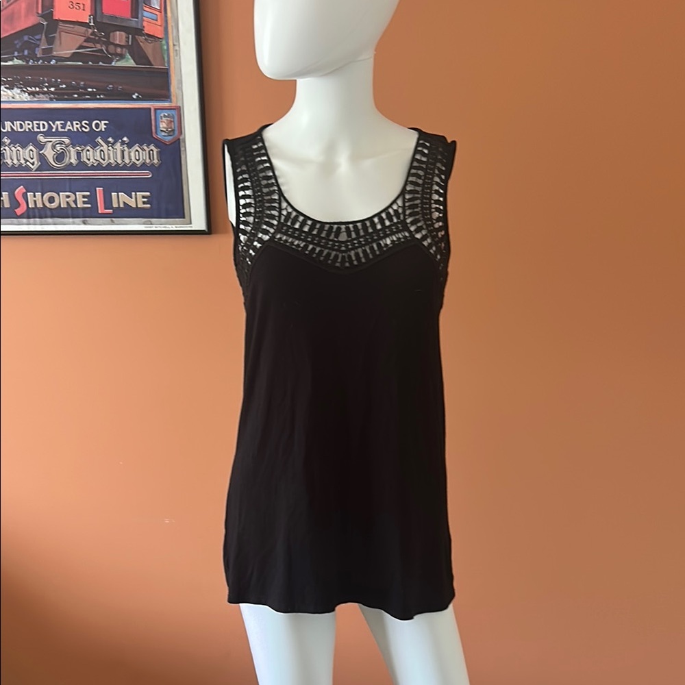 MONTAGNE soft black embellished tank style blouse